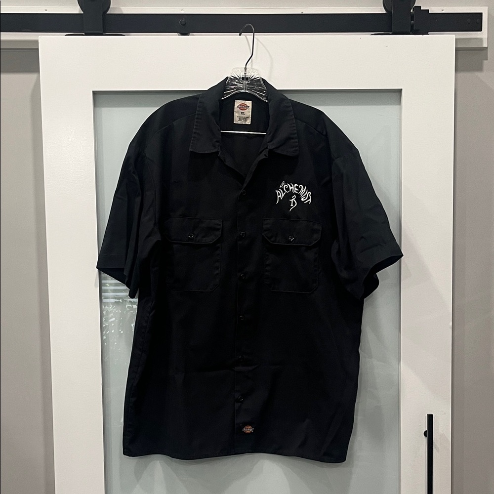Dickies Vintage Alchemist Black Button Down Shirt, Size XL